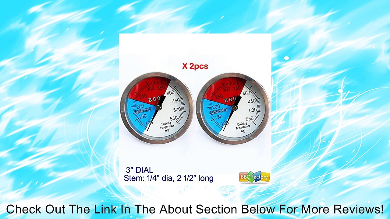 BBQ factory 3" 550F (2-pack) BBQ CHARCOAL GRILL PIT WOOD SMOKER TEMP GAUGE THERMOMETER 2.5" STEM SS RWB Review