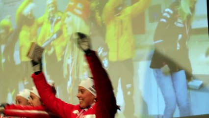 Gabriela Soukalova, prize ceremony, Hochfilzen 2014, merry christmas !