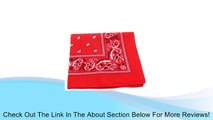 100% Cotton Double Sided Print Paisley Bandana Scarf, Head Wrap - Red, 22