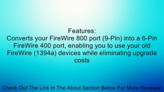 StarTech.com IEEE-1394 FireWire Adapter - 9 Pin to 6 Pin M/F (FIRE96MF) Review