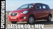 Datsun Go + MPV | Specifications & Details