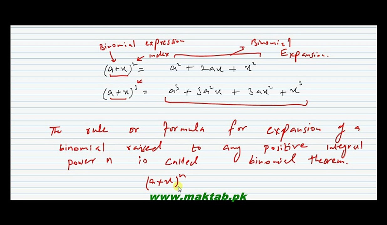 FSc Math Book1, Ch 8, LEC 11 Binomial Theorem Part 1