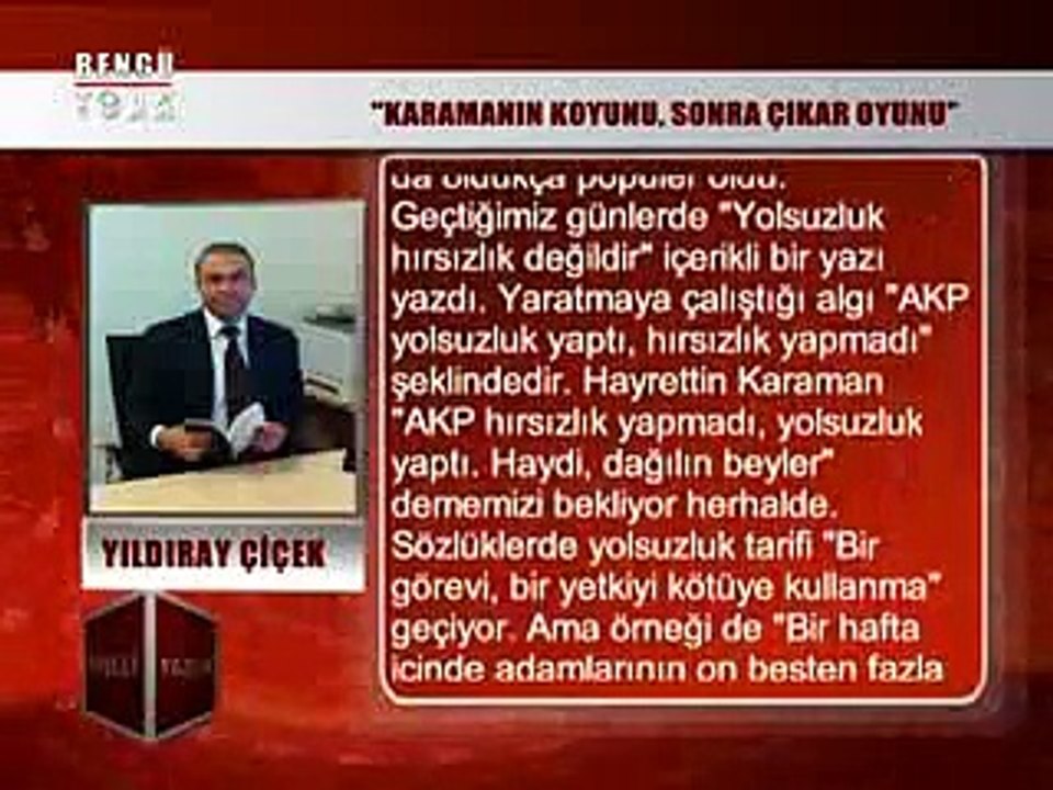 KÖŞELİ YAZILAR - YILDIRAY ÇİÇEK 22.12.2014