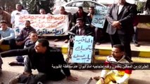 العشرات من المعاقين ينظمون وقفه احتجاجيه امام ديوان عام محافظة القليوبية