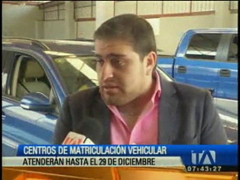Los centros de matriculación vehicular atenderán hasta el 29 de diciembre