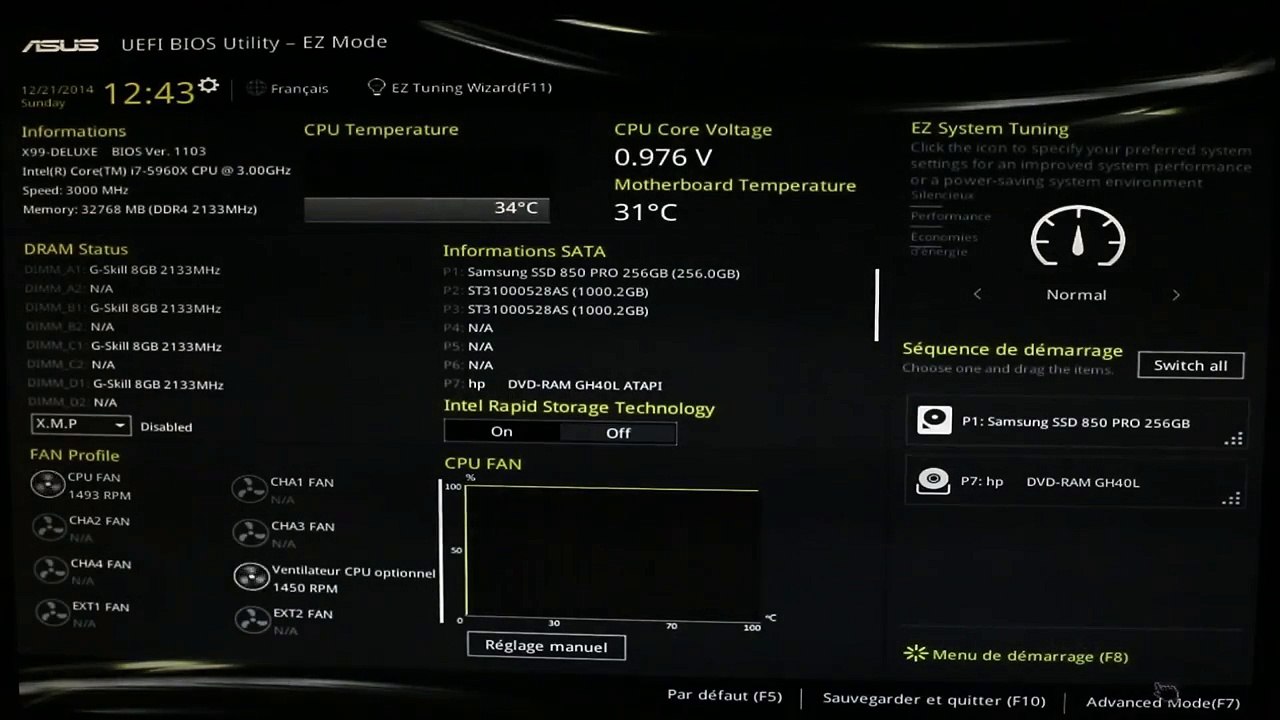 Tuto overclocking Intel core i7 5960X - Asus x99 deluxe