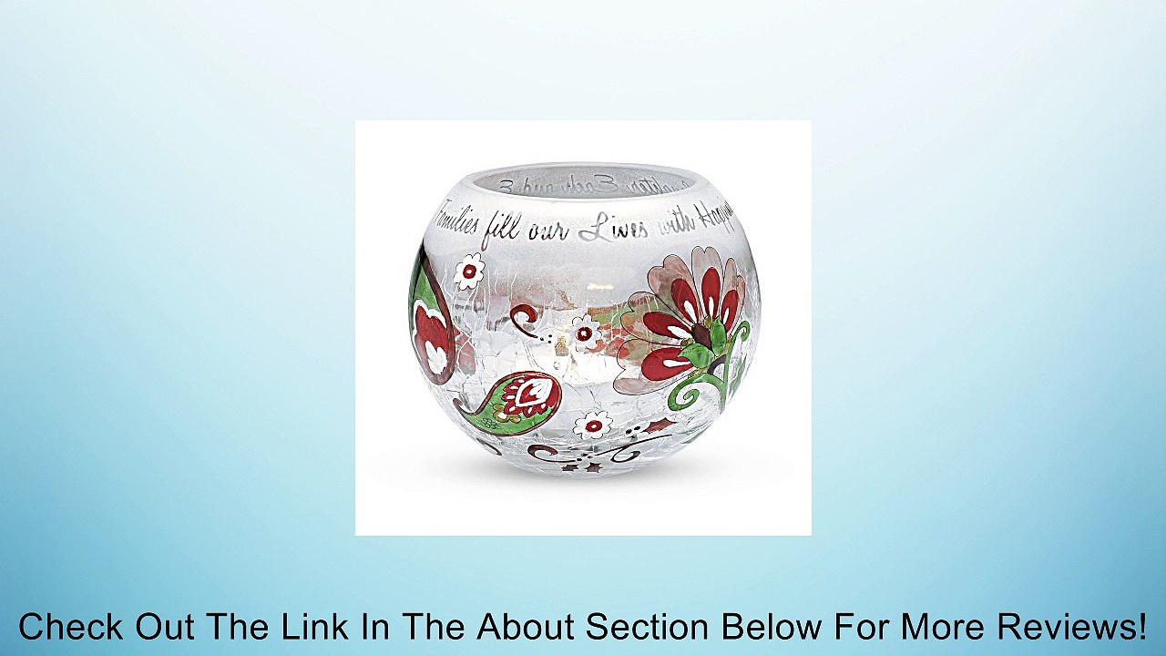 Perfect Paisley Holiday by Pavilion Crackled Glass Candle Holder, Family Sentiment, 4-Inch Round Review