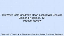 14k White Gold Children's Heart Locket with Genuine Diamond Necklace, 13