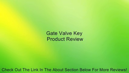 Gate Valve Key Review