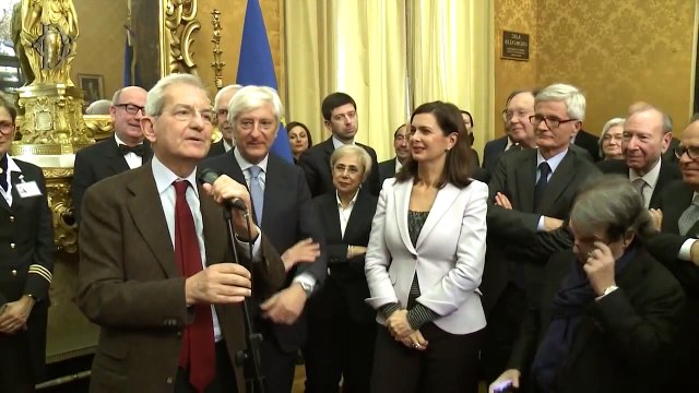 Roma - L'ex presidente Violante saluta il segretario generale Ugo Zampetti (19.12.14)