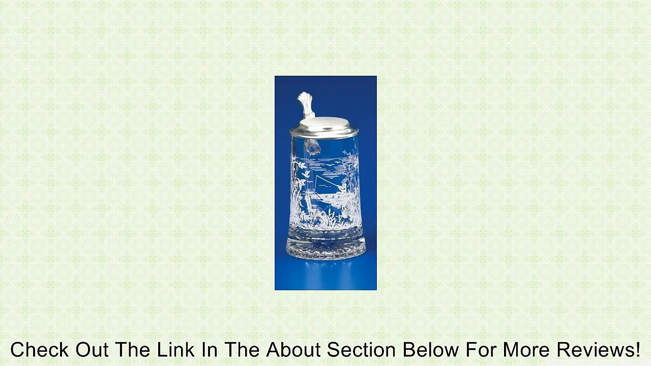 "Fisherman in a Boat" Etched German Glass Beer Stein w/ Fishing Motif, Made in Germany Review