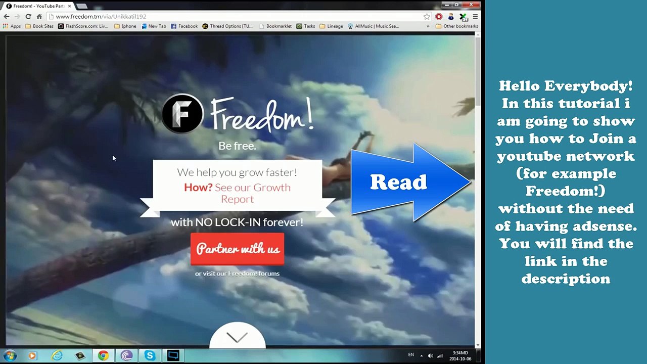 How to join a YouTube Partnership Network Freedom! without having AdSense - Tutorial