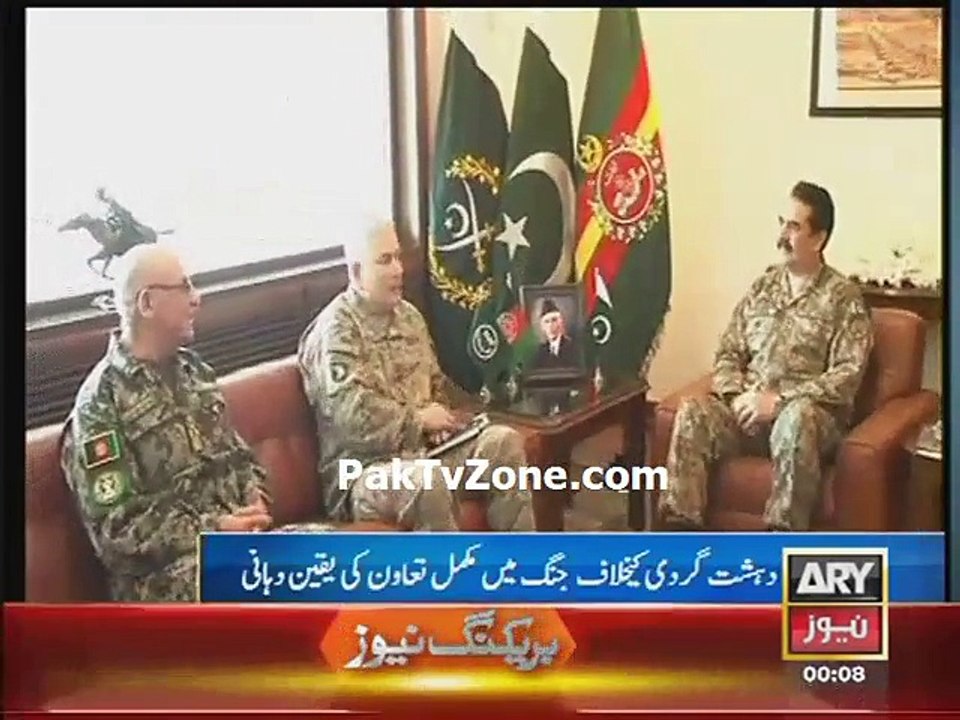 Afghan army chief, ISAF commander meet COAS at GHQ