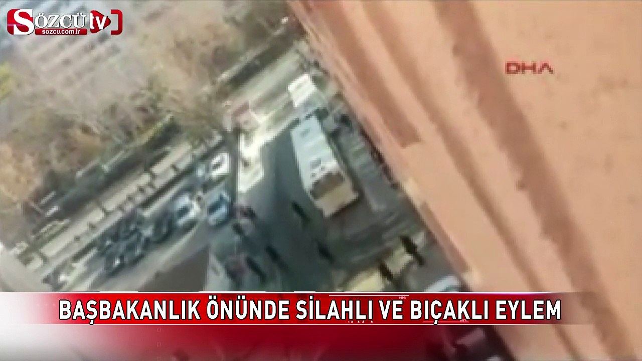 Başbakanlık önünde silah ve bıçaklı eylem