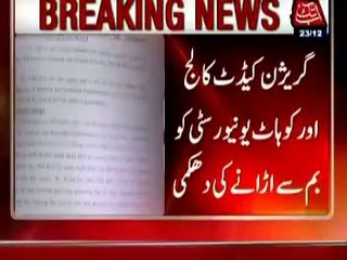 Kohat University & Garrison Cade College Attack Threat