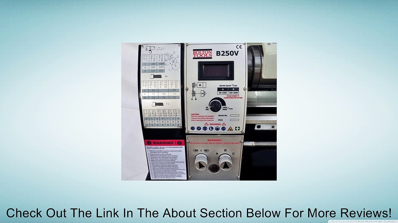 BOLTON TOOLS 10" x 22" High Precision Gear Head Variable Speed Metal Lathe. Runs On 1 HP, Spindle Bore 1.02" Diameter, RPM Read Out, Tolerance test certificate, Test Chart Included-STAND SOLD SEPARATELY Review