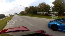 Tesla Model S P85D contre Lamborghini Aventador Race