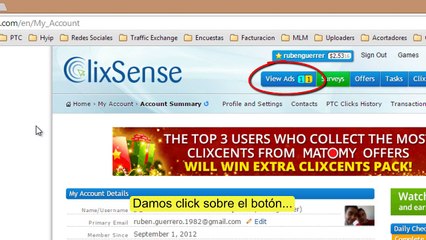 Ver anuncios en ClixSense