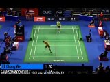 Amazing shot by LEE Chong Wei in 2014 Singapore Badminton