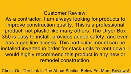 The Dryer Box� 350 Recessed Dryer Vent Box (# DB-350, DB350, 10-2003) Review