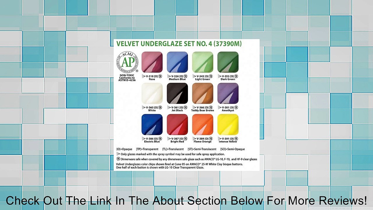 Amaco Velvet Underglaze Set 4 - Set of 12 Colors - 2 Oz. Jars Review