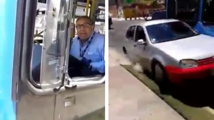 Il menace un chauffeur de bus et se fait défoncer sa voiture