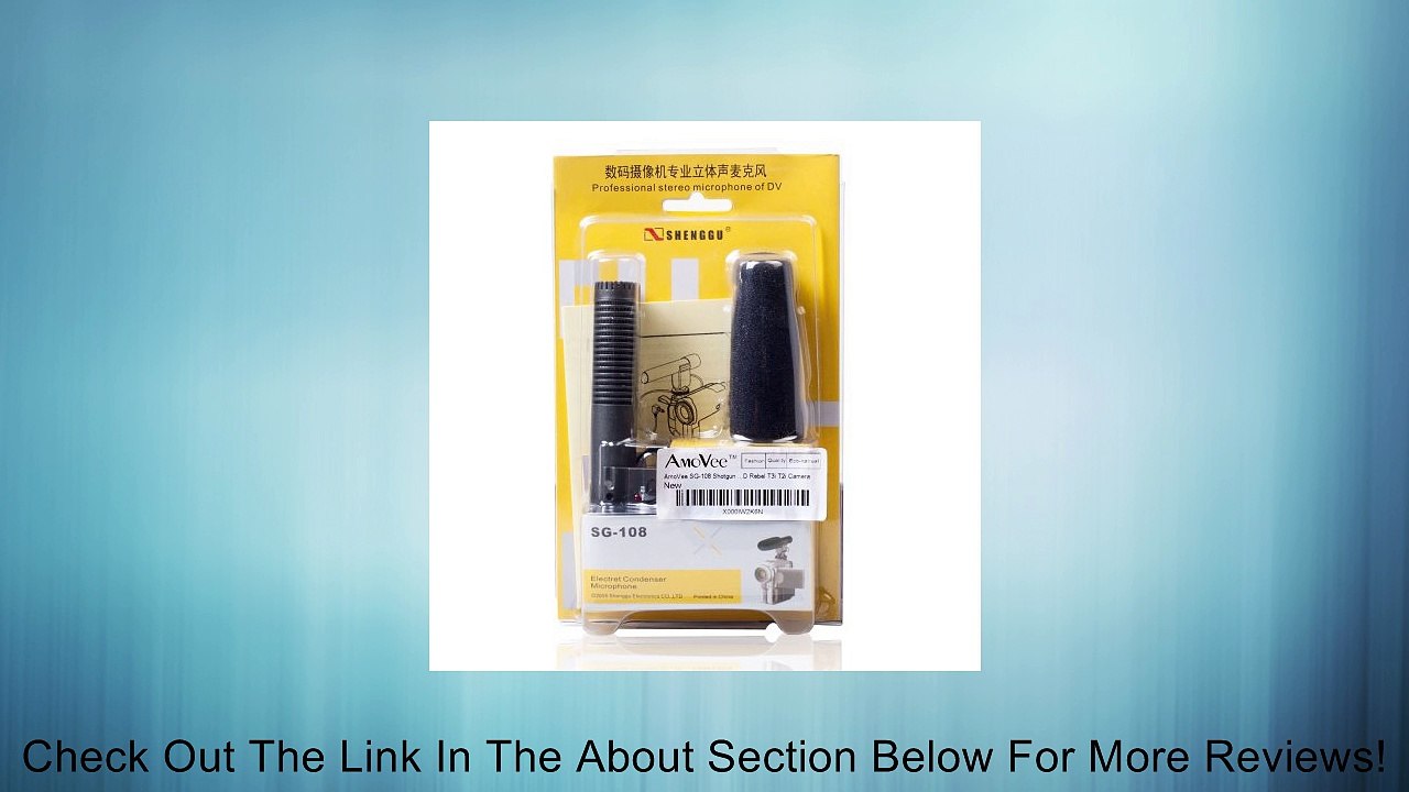 AmoVee SG-108 Shotgun DV Stereo Microphone for Canon Eos550D 600D Rebel T3i T2i Camera (Note: When you switch "off" to "on", the light will flash then off for power saving. When the light is flashing for long time or it always flash during use. Indicates