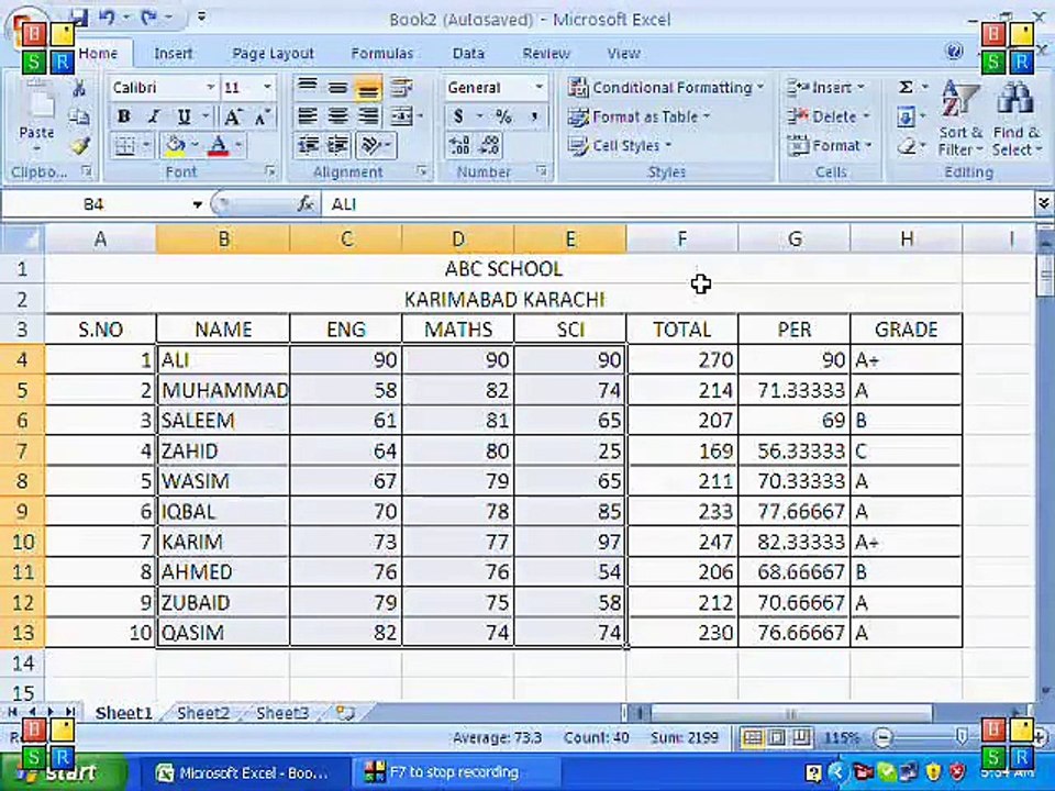 MS Excel Tutorial in Urdu Part 4