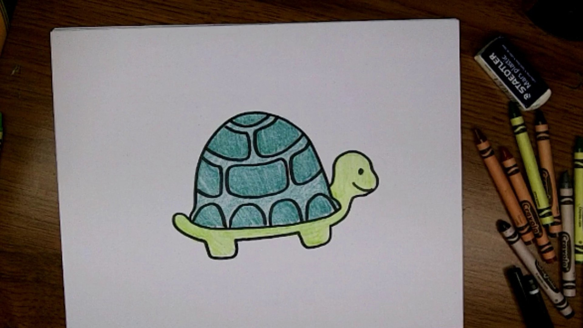 How to draw a cute cartoon turtle step by step - video Dailymotion