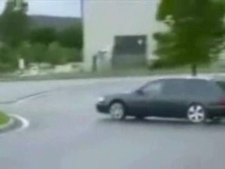 Drifting with an Audi on a Roundabout