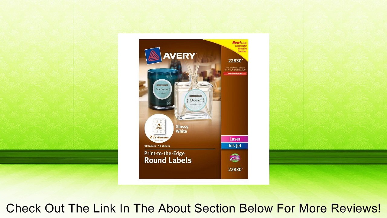 Avery Print - To - The - Edge Round Labels, Glossy White, 2.5-Inch Diameter, 90 Labels (22830) Review