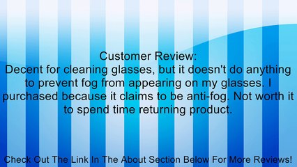 Vision Guard Anti-Fog & Static Lens Cleaner + Cloth Review