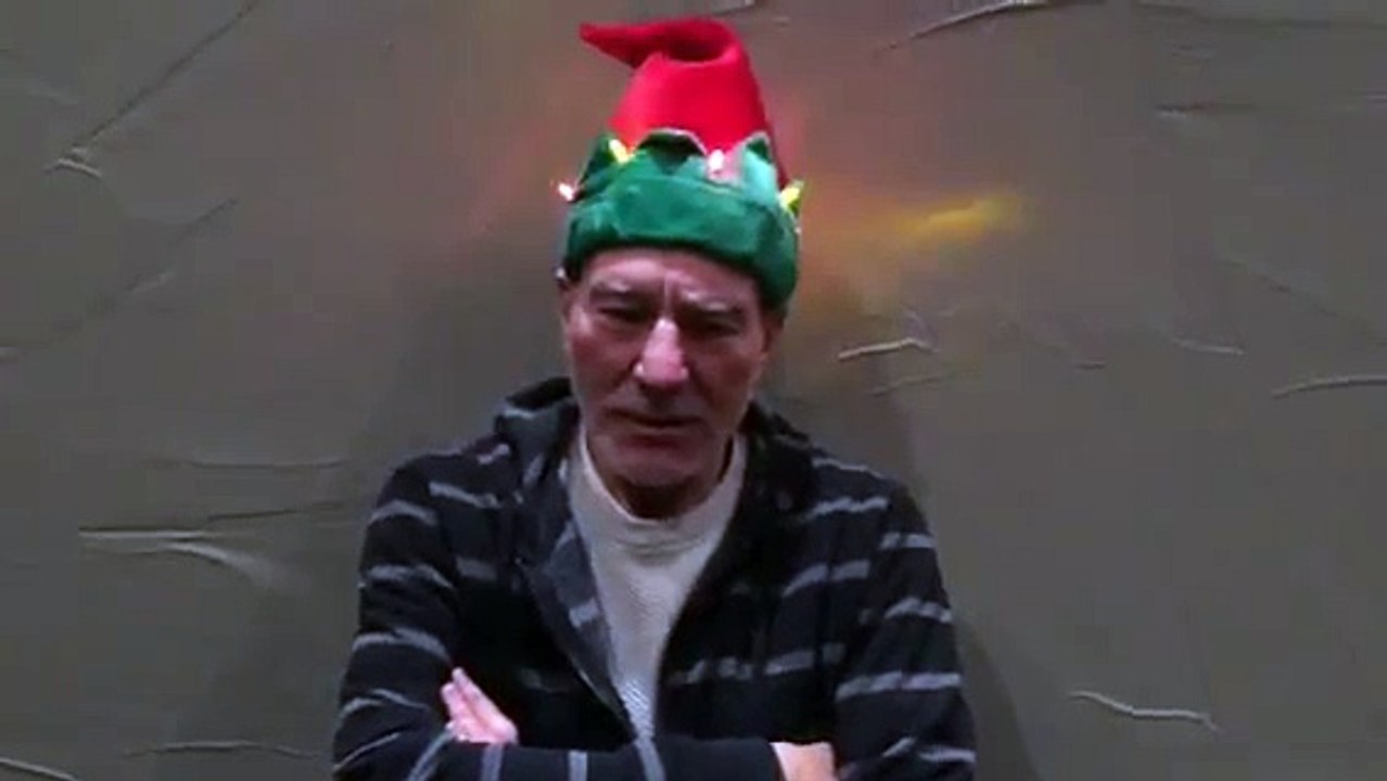 Patrick Stewart with the Funniest Christamas Hat