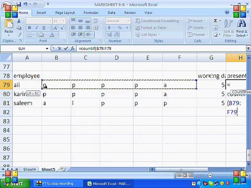 MS Excel Tutorial Urdu Part 7