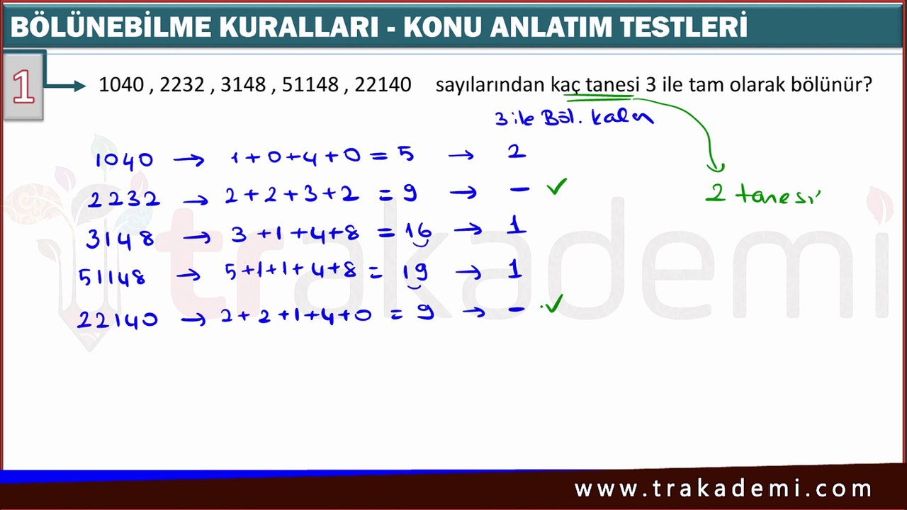 3 ile Bölünebilme Kuralı