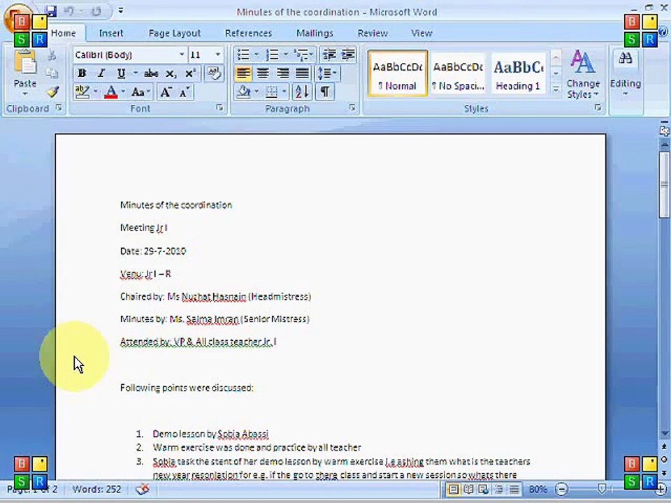 MS Word 2007 - Tutorial - Part  1