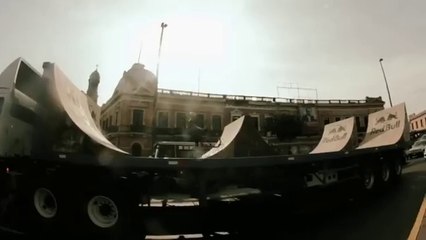 BMX Ramp Riding On A Moving Trailer
