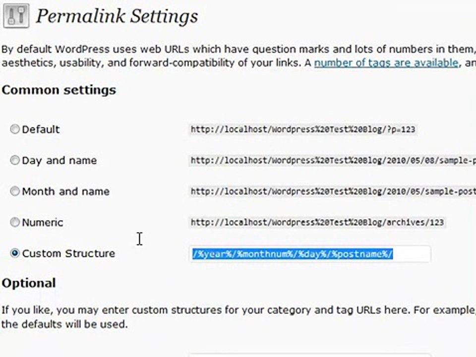 Learn Wordpress Tutorial Permalinks