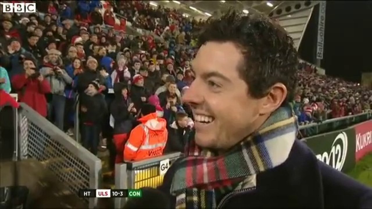 Golf champion Rory McIlroy gets trolled by stadium playing 'Sweet Caroline' during interview