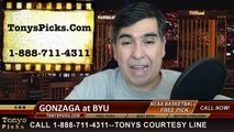 BYU Cougars vs. Gonzaga Bulldogs Free Pick Prediction NCAA College Basketball Odds Preview 12-27-2014