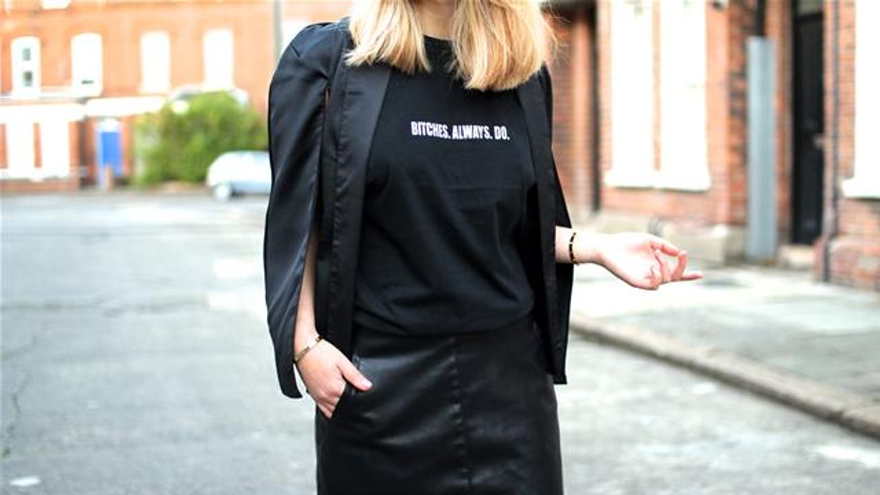 Slogan Tee, Blazer And Leather