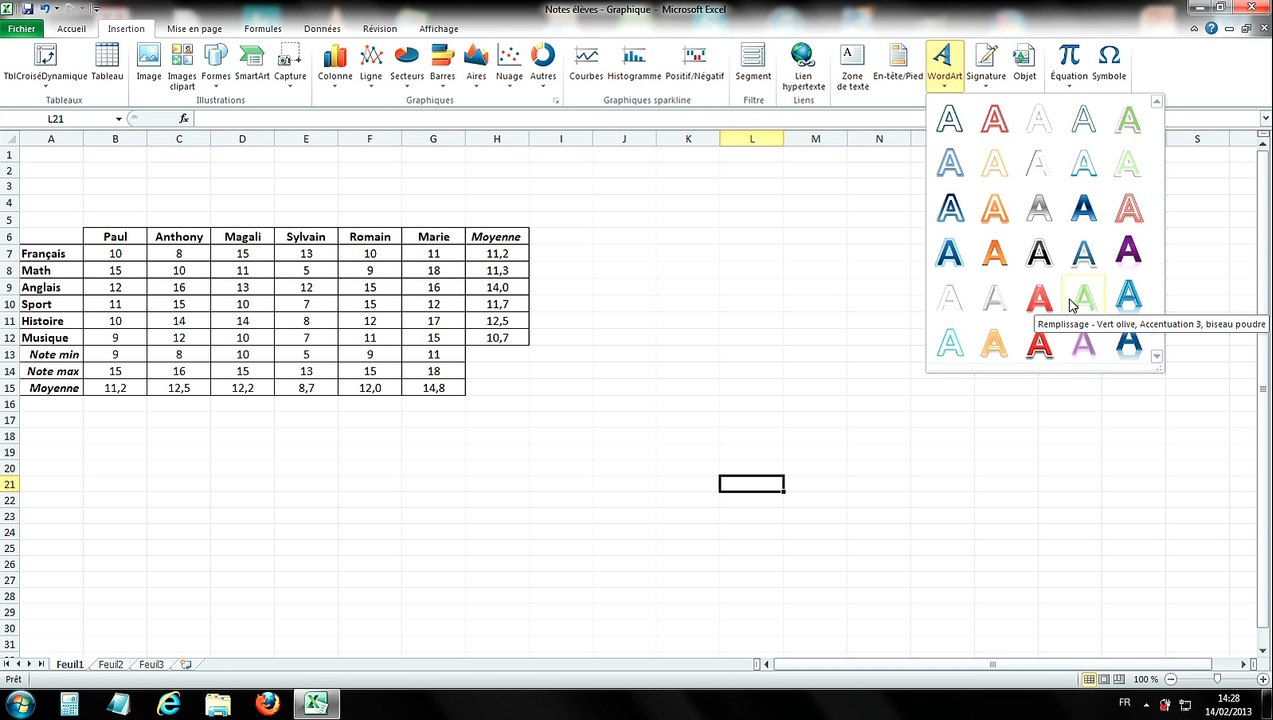 Tuto - Excel 2010 - Insérer et personnaliser un WordArt