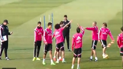 Gareth Bale funny fall in Real Madrid training sparks laughter of his teammates 21/02/2015