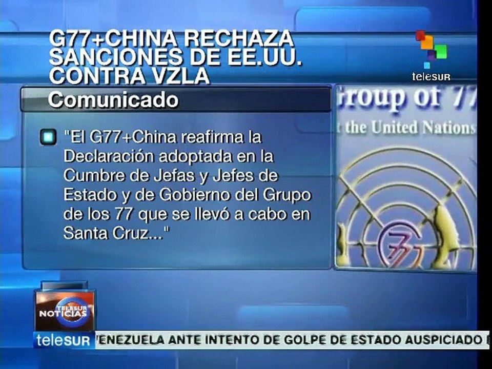 El G77 más China rechaza sanciones de EE.UU. contra Venezuela
