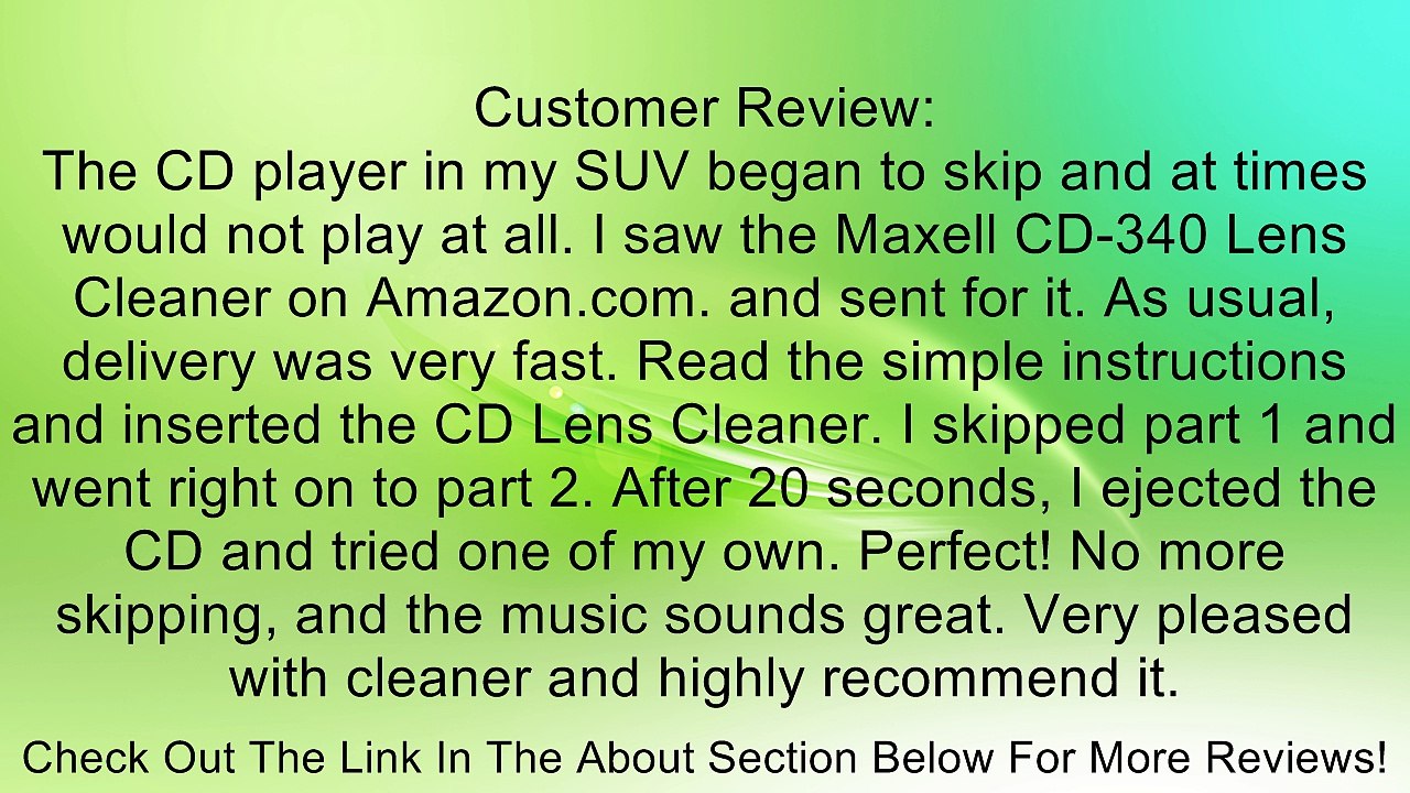 Maxell CD-340 CD Lens Cleaner (190048) Review