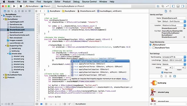 -iOS Development with Swift Tutorial - 38 - Firing the Bullet -