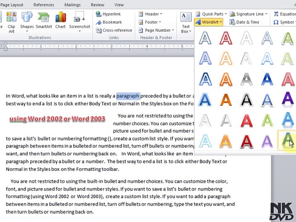 Lesson # 60 WordArt