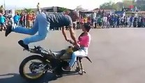 crazy motor bike rider showing his skills