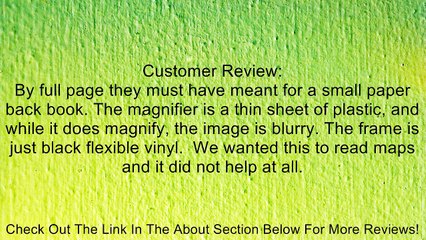 Full Page Reading Book Magnifying Glass Review