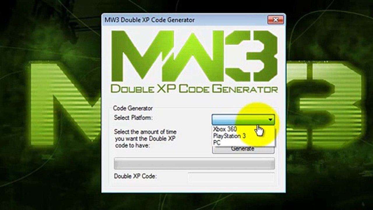 MW3 Double XP Générateur de code